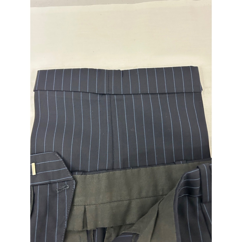 Nick Lopez Navy Blue Wool Pinstripe Pleated 2-Bt Suit Size 44R - Picture 7 of 16